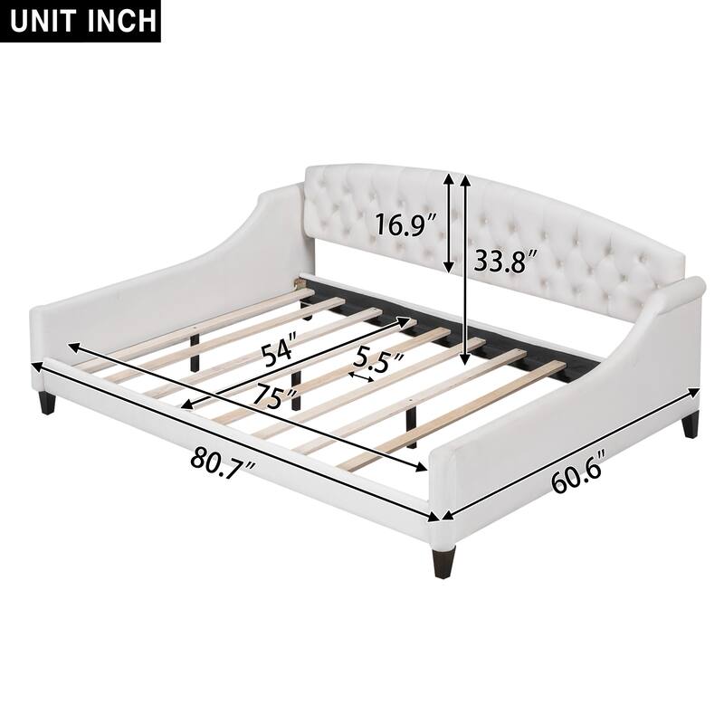 Velvet Daybed with Button Tufted Backrest