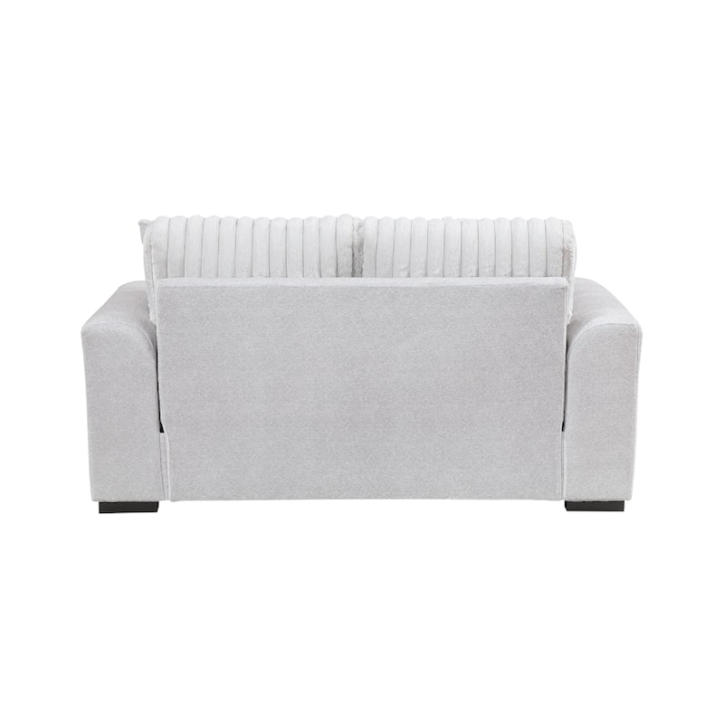 Zian Loveseat, Light Gray Microfiber and Corduroy, 2 Pillows, 66 Inch