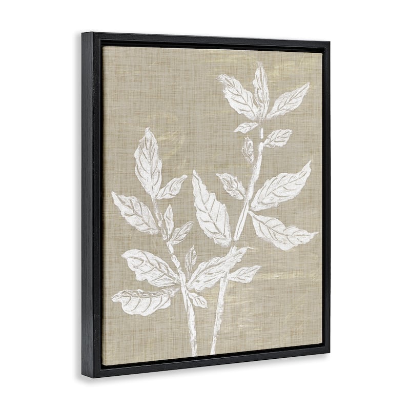 Stupell Boho Leaves on Natural Pattern Framed Floater Canvas Wall Art Design By Melissa Wang