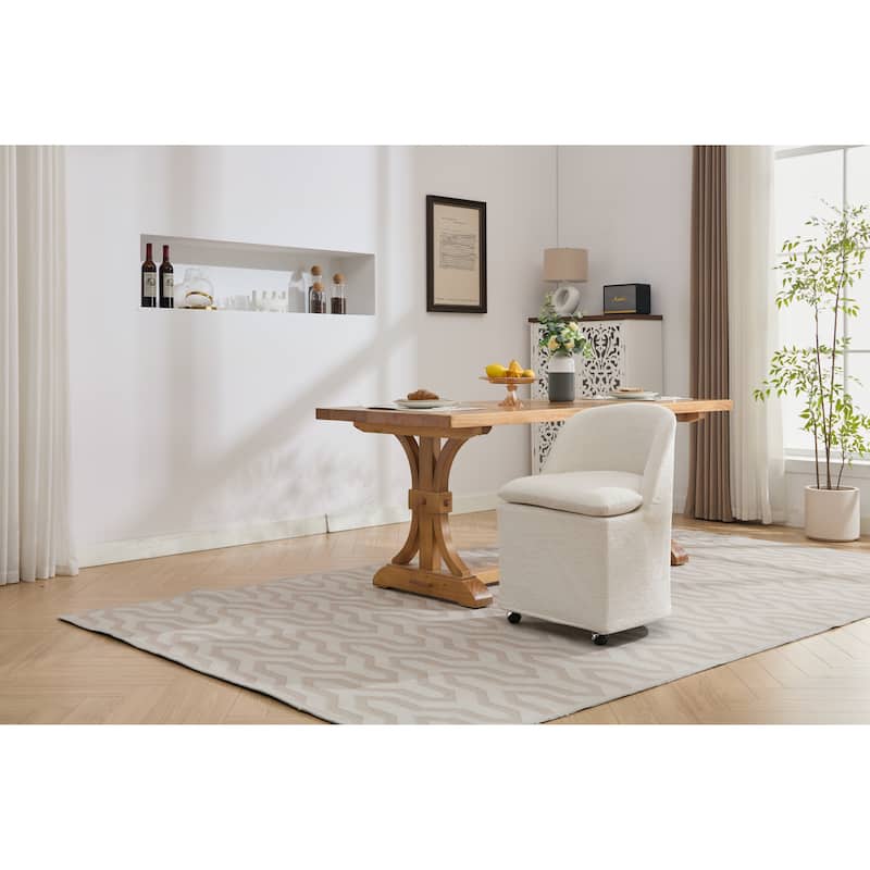 Upholstery Dining Chairs With Universal Wheels Set of 2