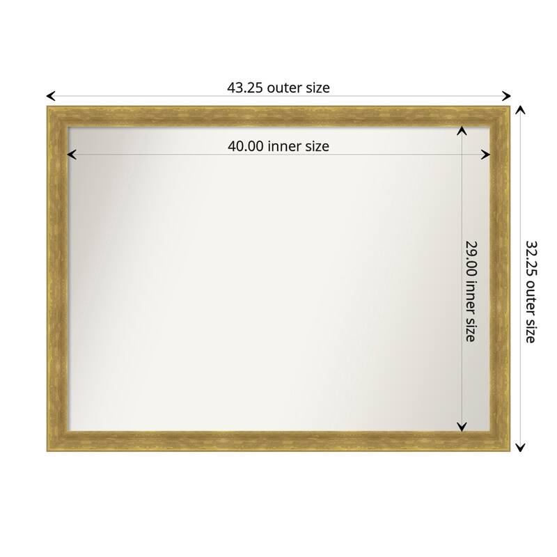 Angled Gold Framed Non-Beveled Custom Wall Mirror, Bathroom Vanity Mirror