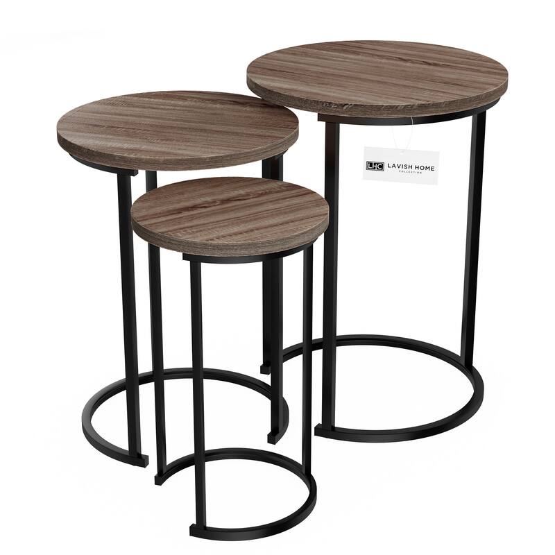Lavish Home Round Living Room End Tables Nesting Tables, Set of 3