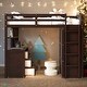 preview thumbnail 2 of 18, Twin size Solid Wooden Loft Bed Frame with Drawers,Drawers,Desk,and Wardrobe-Espresso