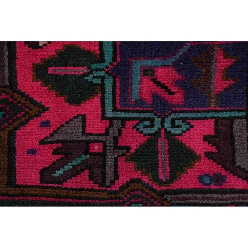 Hand Knotted Oriental 100% Wool Carpet Traditional Medallion Pink Heriz Area Rug - 9' 4'' X 6' 10''