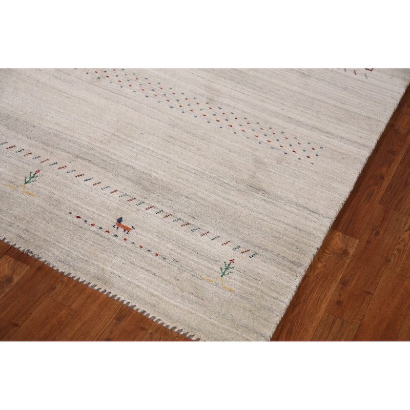 Animals Gabbeh Indian Area Rug Handmade Wool Carpet - 5'1" x 7'9"