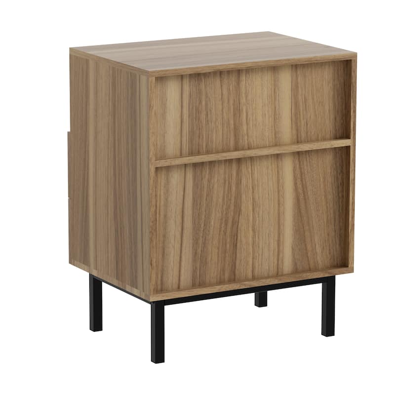 Mid Century Nightstand 2 Drawers & Storage Space Accent End Table Bedside Table