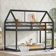 preview thumbnail 2 of 3, Safety and Quality Guaranteed Floor Bunk Bed with Ladder, Rubber Wood & House-Shaped, Twin over Twin, Black