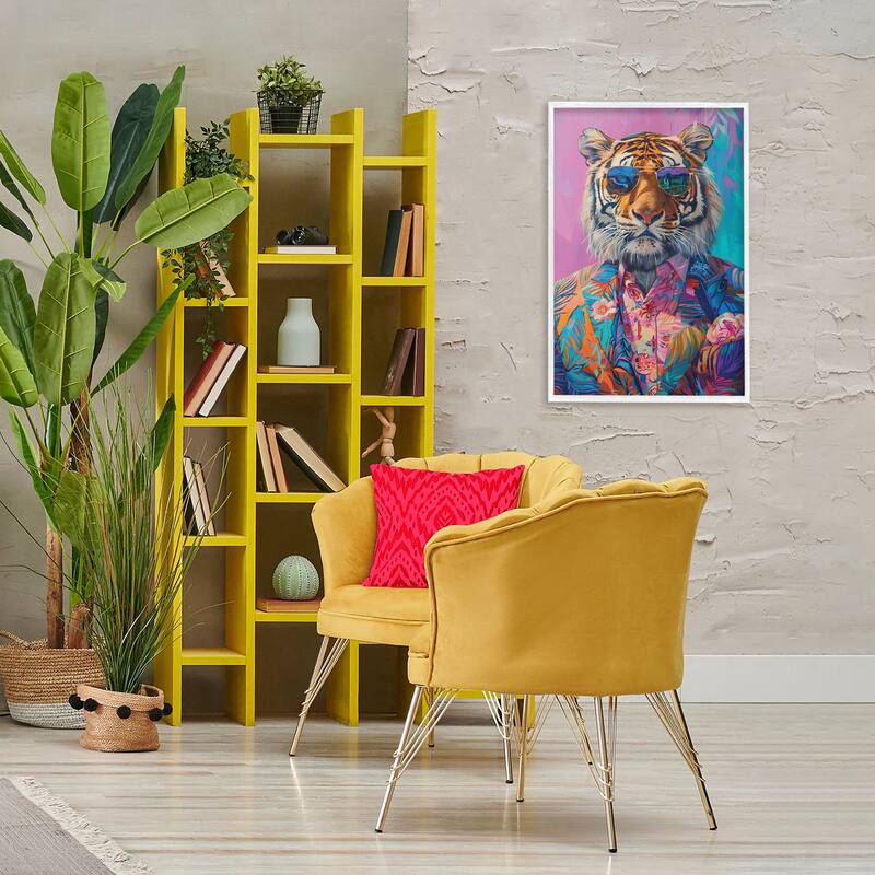 Stupell Bright Tropical Fashion Tiger Framed Giclee Art Design By LSR Design Studio