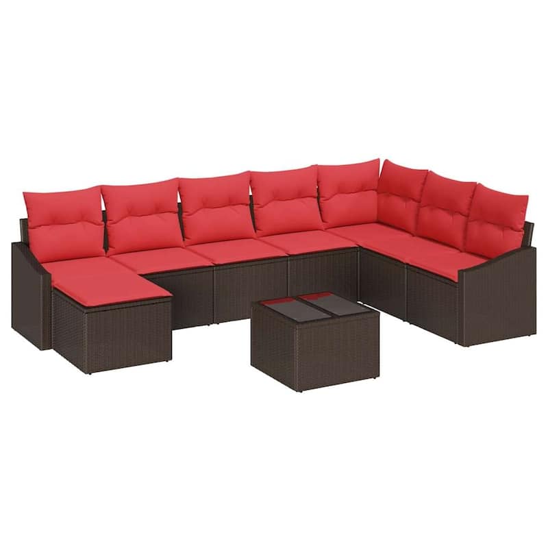 vidaXL 9 Piece Garden Sofa Set with Cushions - 113.6×70.3×46.1