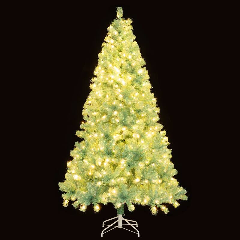 Gymax 7.5 FT Pre-Lit Tinsel Christmas Tree Artificial Xmas Tree w/