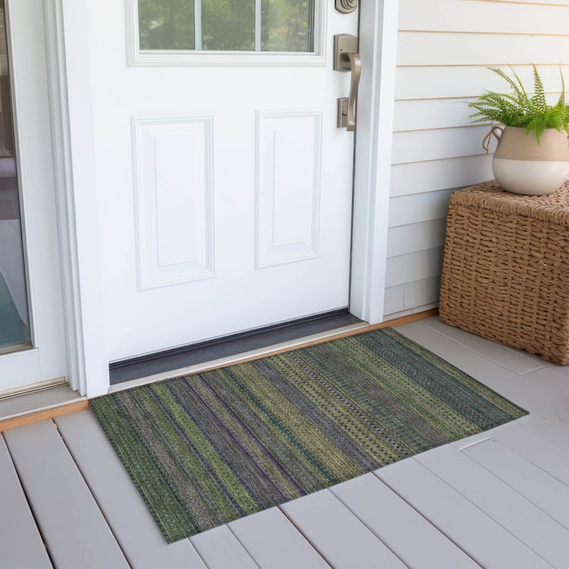 Jaso Stripe Weather Resistant Blended Style Outdoor Rug