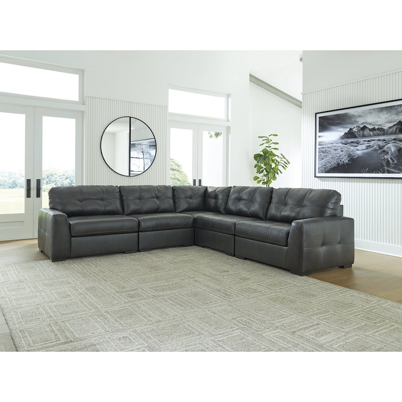Signature Design by Ashley Brindley Pier Gray 5-Piece Sectional - 128"W x 128"D x 40"H
