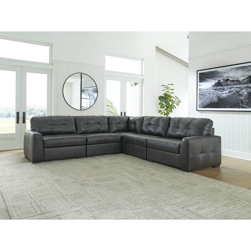 Signature Design by Ashley Brindley Pier Gray 5-Piece Sectional - 128"W x 128"D x 40"H