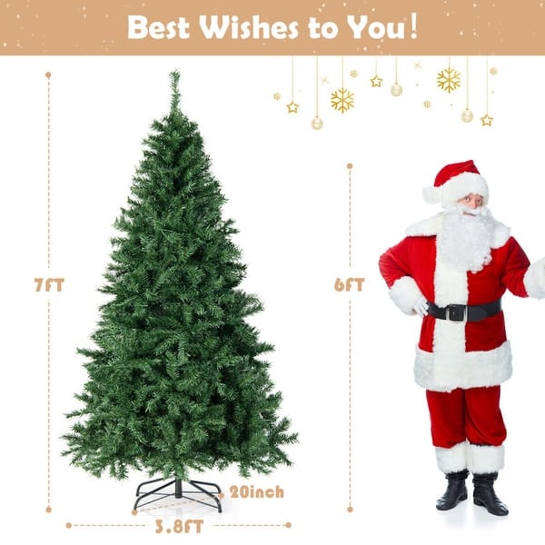 7 Feet Pre-Lit Hinged Christmas Tree with 350 Multi-Color Lights - 3.8 ...