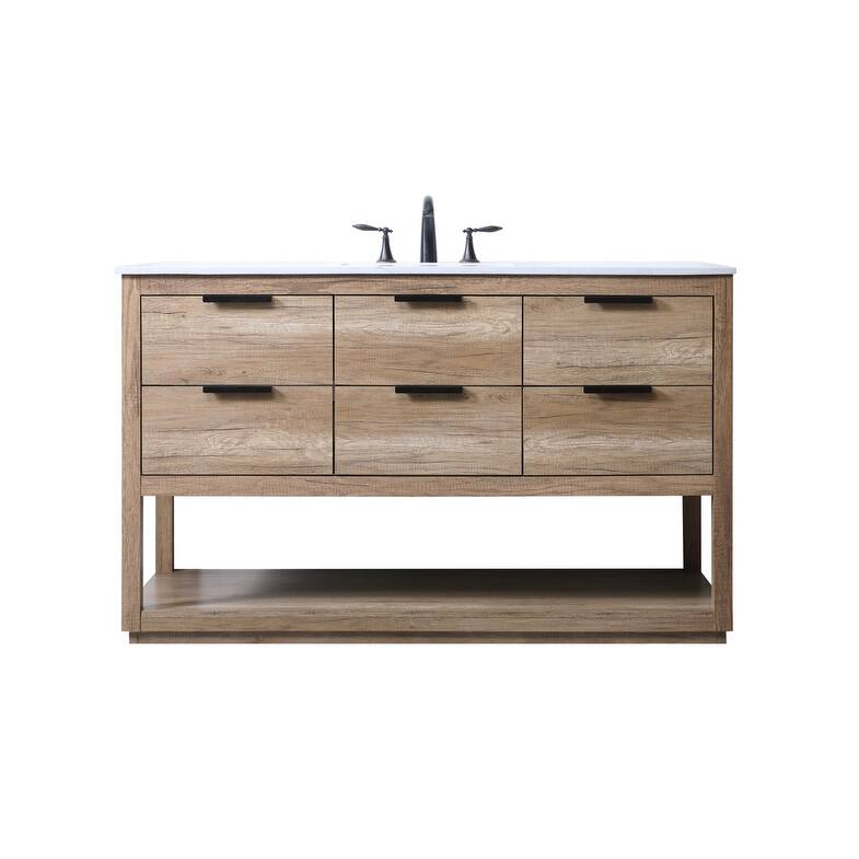 Elegant Lighting VF19254 Larkin 54" Free Standing Single Basin Vanity - Natural Oak