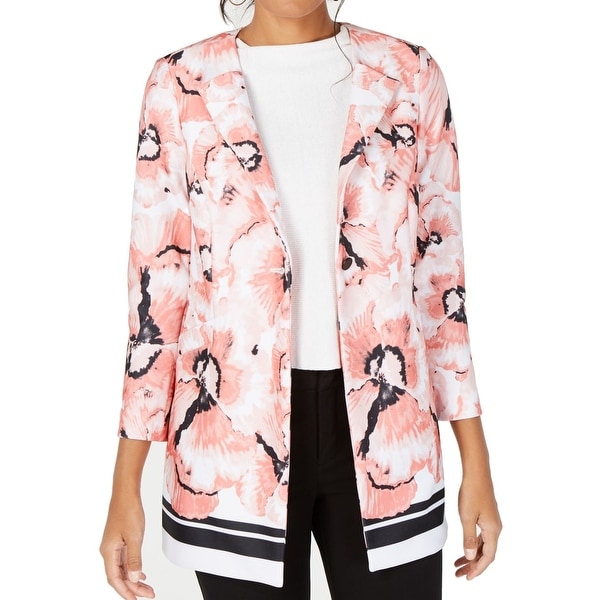Alfani Women's Jacket Pink Size Small S Single Button Floral Scuba. Opens flyout.