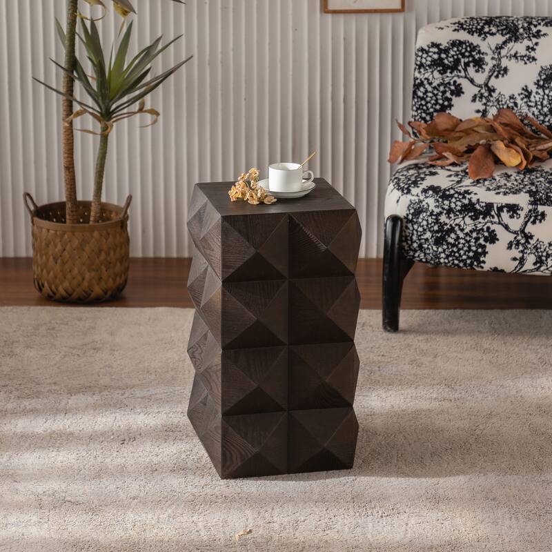23.62" Height Three-dimensional Embossed Pattern Design Retro Side Table