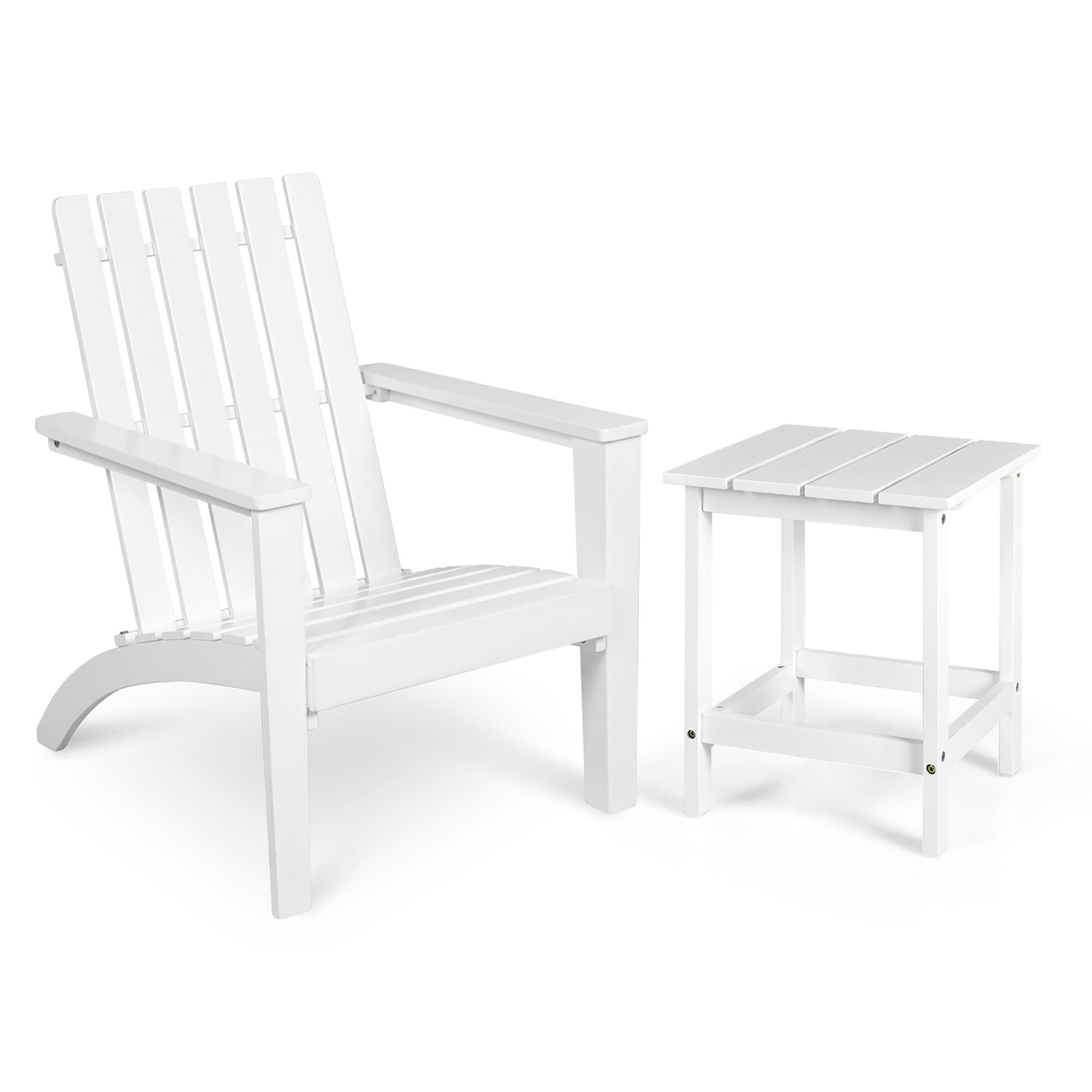 Costway 2PCS Patio Adirondack Chair Side Table Set Solid Wood Garden