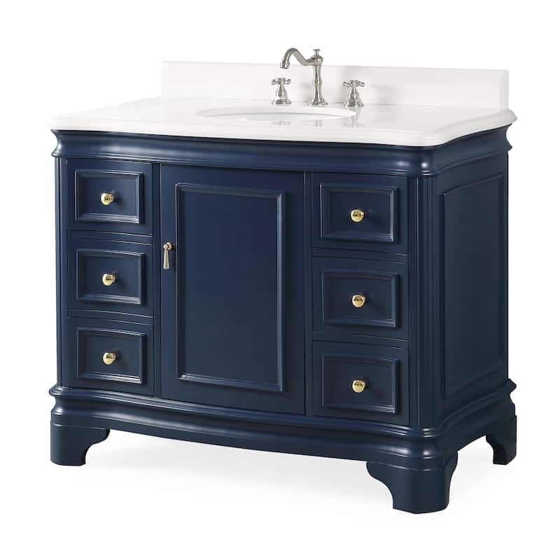 42" Benton Collection Sesto Navy Blue Bathroom Vanity