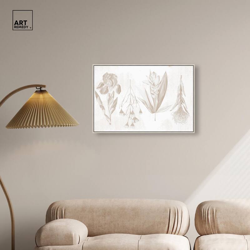 White Pressed Flora Canvas by Art Remedy