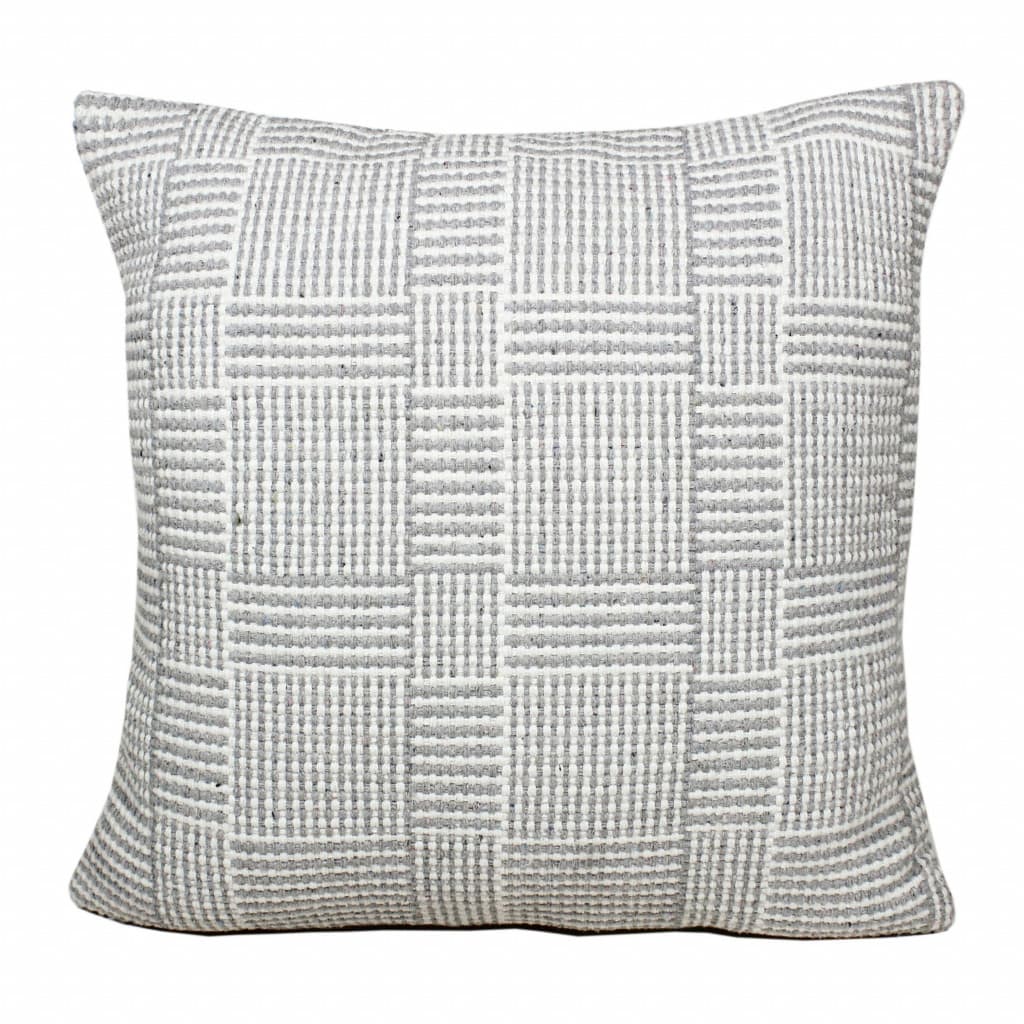 HomeRoots 20" X 20" Gray And White 100% Cotton Geometric Zippered Pillow