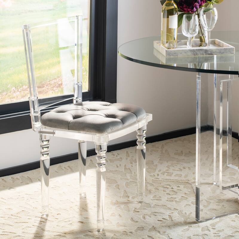 SAFAVIEH Couture Berth Clear/ Black Acrylic Dining Chair - 20" W x 16.5" L x 36" H - 20Wx17Dx36H - Clear/Grey