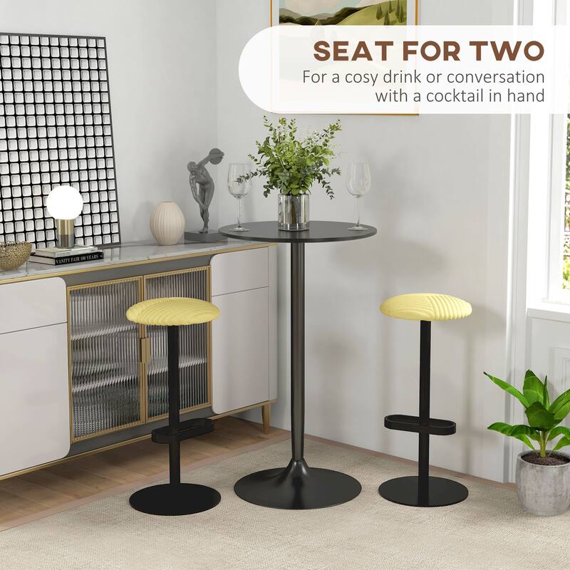Bar Table with Round Top and Steel Base for Home Bar