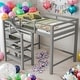 preview thumbnail 1 of 16, Modern Full Size Loft Bed With Built-in Storage Staircase And Hanger For Clothes,Shelves for Bedroom Grey