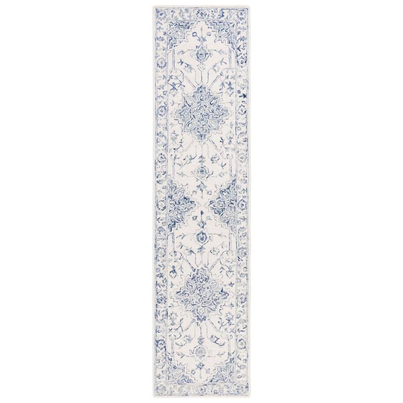 SAFAVIEH Handmade Metro Aloys Oriental Wool Rug - 2'3" x 9' Runner - Blue/Ivory