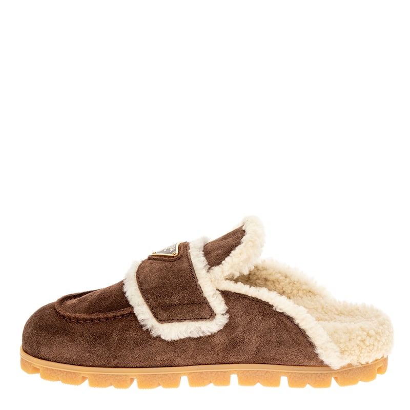 Prada Suede and Shearling Slippers
