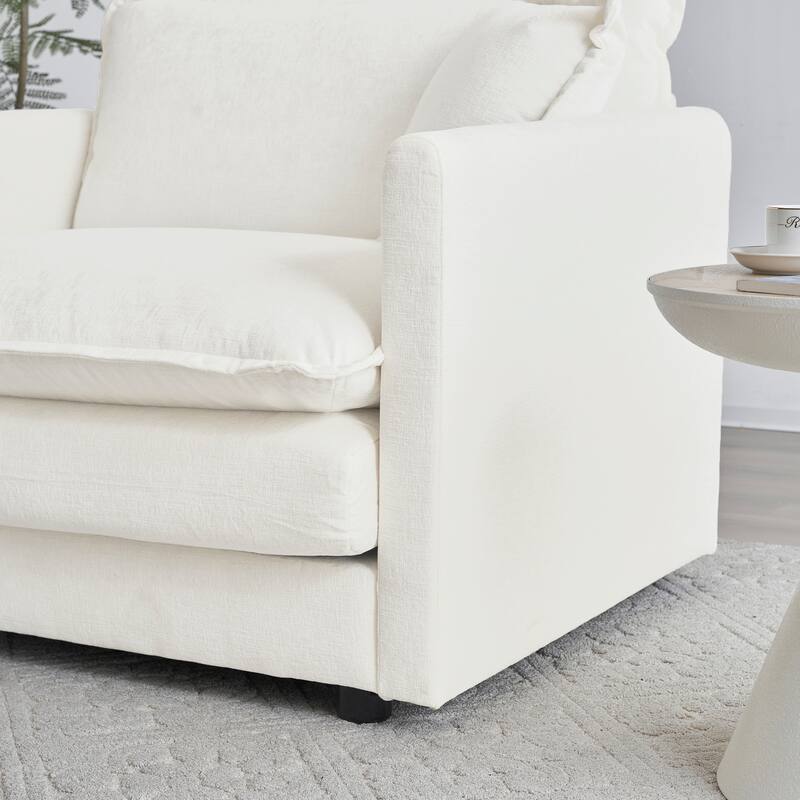 Modular Large U-Shape Sectional Sofa, Double Extra Ottomans, Comfort Chenille Upholstered Couch with Reversible Chaise