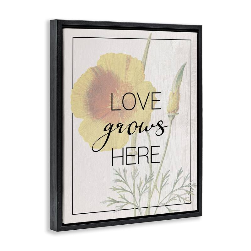 Stupell Vintage Love Grows Here Framed Floater Canvas Wall Art Design By Lil' Rue