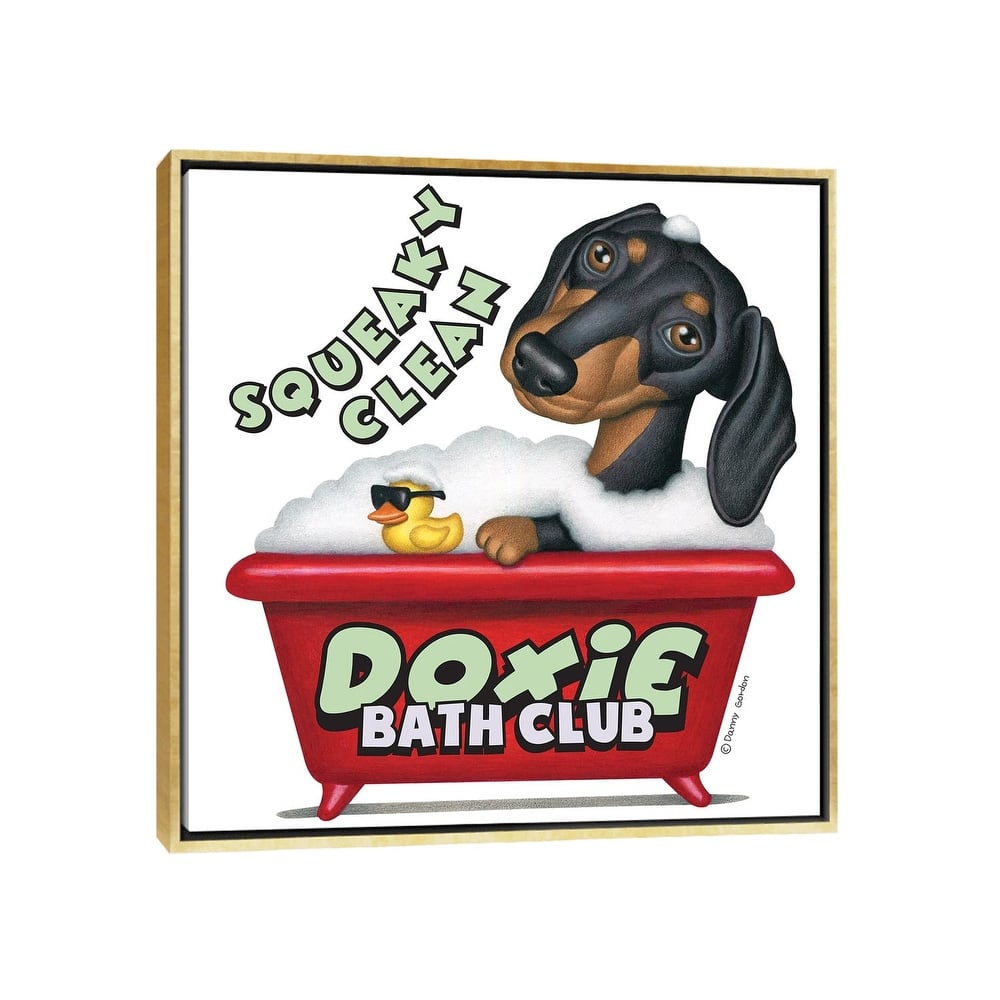 iCanvas "Black Dachshund Squeaky Clean" by Danny Gordon Framed Canvas Print