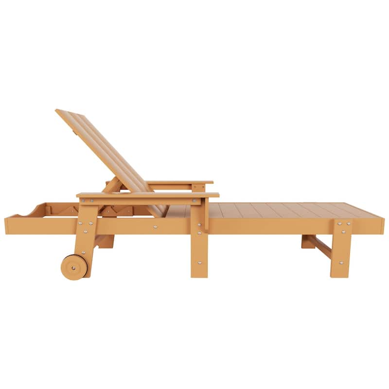 Polytrends Shoreside Modern Poly Reclining Eco-Friendly All Weather Chaise Lounge With Arms & Wheels