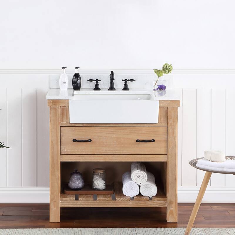 Villareal Bath Vanity with Composite Stone Top without Mirror
