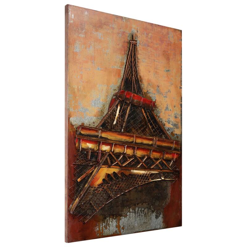 "Eiffel Tower I" Mixed Media Iron Hand Painted 3D Wall Decor