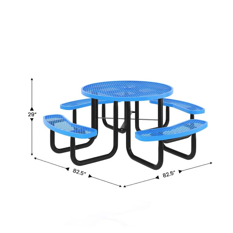 Commercial Grade Expanded Mesh Metal Outdoor Picnic Table - 82.5"D x 82.5"W x 29"H
