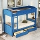 preview thumbnail 1 of 12, L-Shaped Twin Over Full Bunk Bed with Twin Loft Bed, Desk & Slide Blue