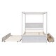 preview thumbnail 7 of 25, Wood Canopy Bed with Trundle Bed and two Drawers ,Full Size Canopy Platform bed With Support Slats, No Box Spring Needed