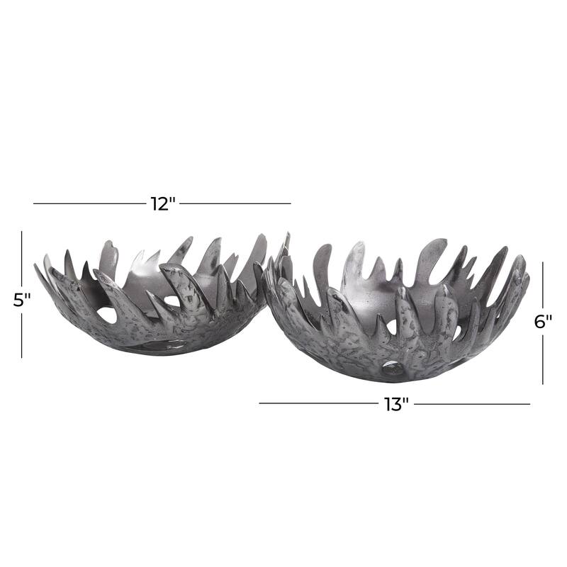 Aluminum Metal Decorative Bowl - Set of 2 Silver, Gold, Black - Roche River Decor
