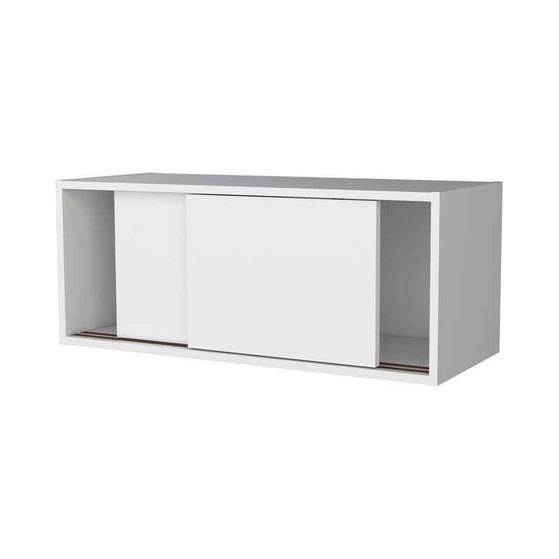 GDFStudio - Morgan Sleek Modern Floating Cabinet with Sliding Door for Efficient Office Storage