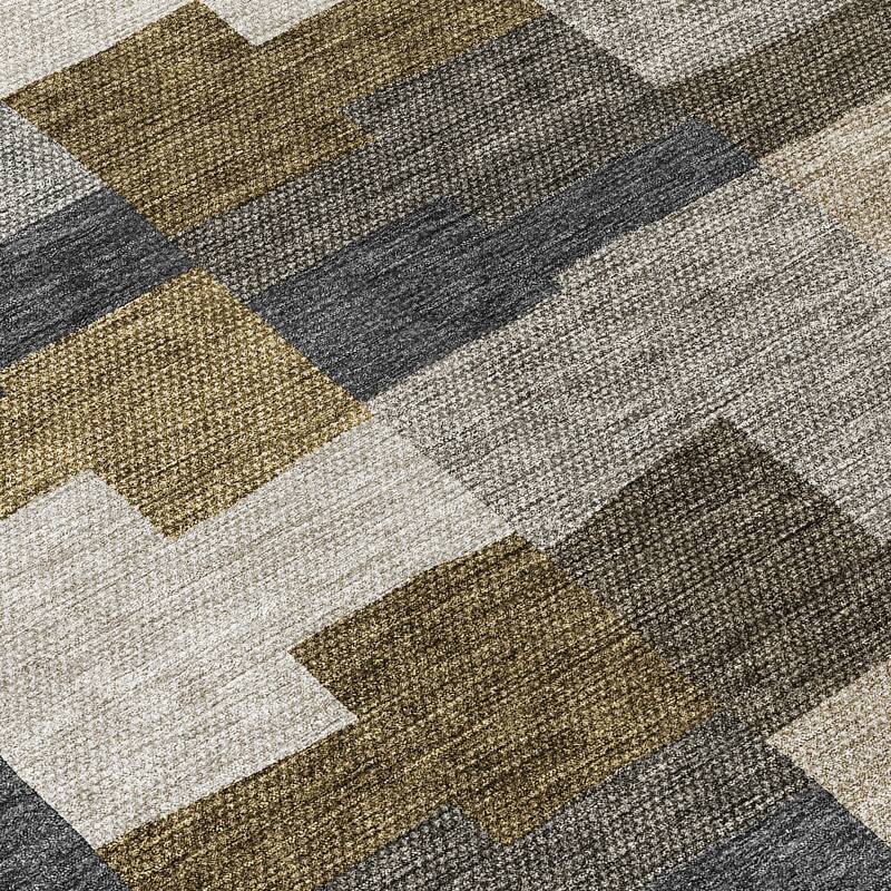 Machine Washable Indoor/ Outdoor Chantille Modern Blocks Rug