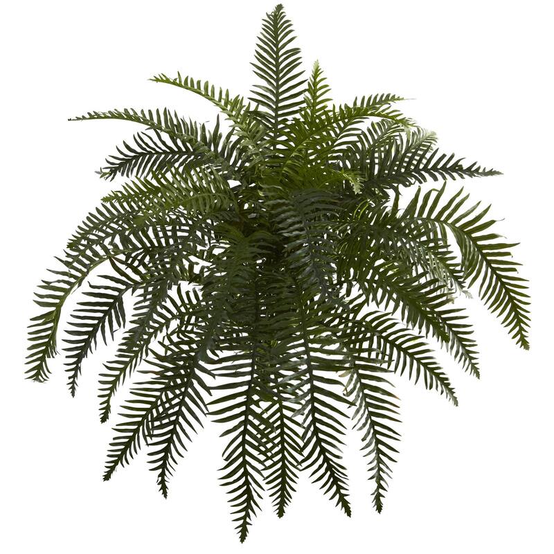 Artificial Fern Plants Set of 3, 14 Inch Indoor Outdoor Decor, Faux Greenery for Home Office - Green - 26