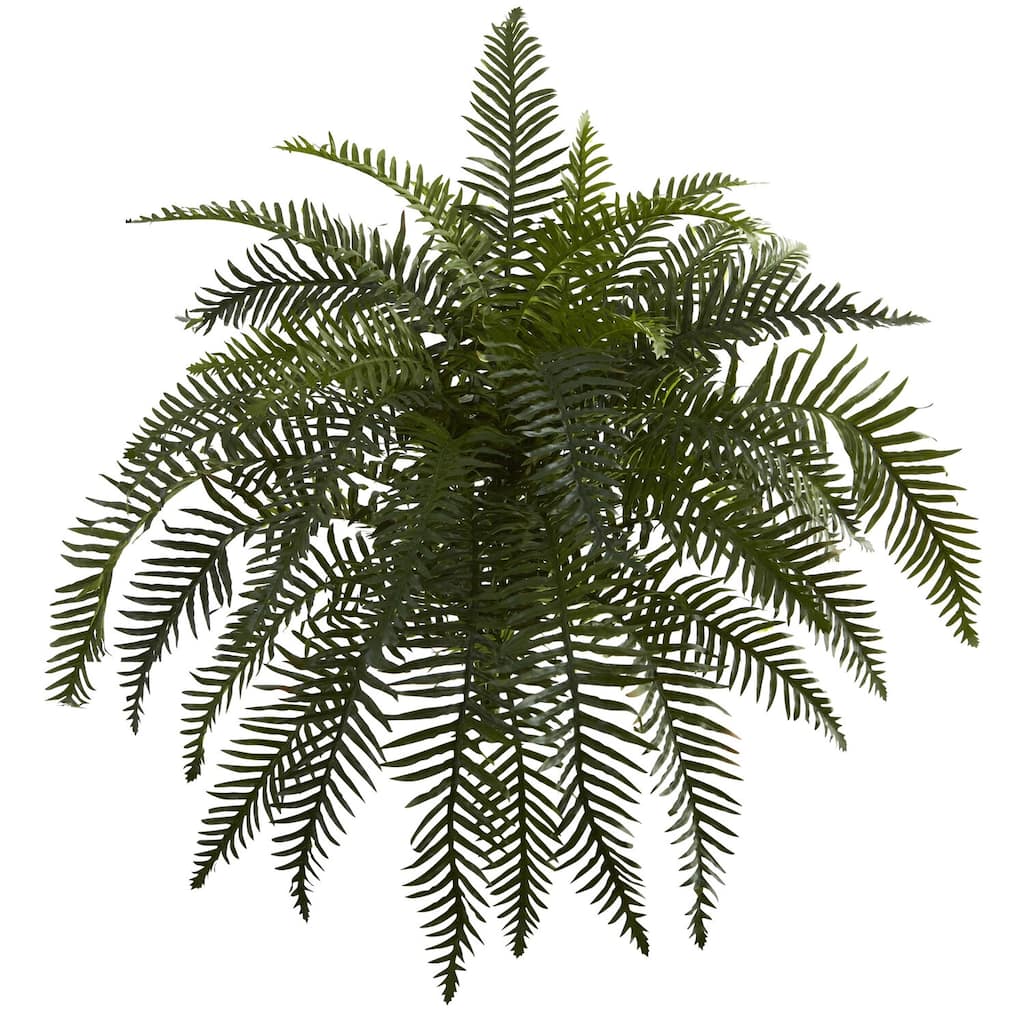 Artificial Fern Plants Set of 3, 14 Inch Indoor Outdoor Decor, Faux Greenery for Home Office - Green - 26