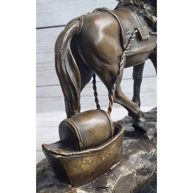 Working Draft Horse Bronze Sculpture Statue Figure Signed Art On Marble Base