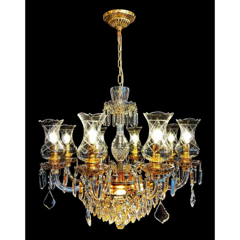 Vintage Crystal Chandelier Gold Pendant Chandelier 10 Lights