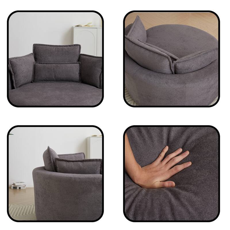Swivel Accent Barrel Modern Sofa with Storage Ottoman