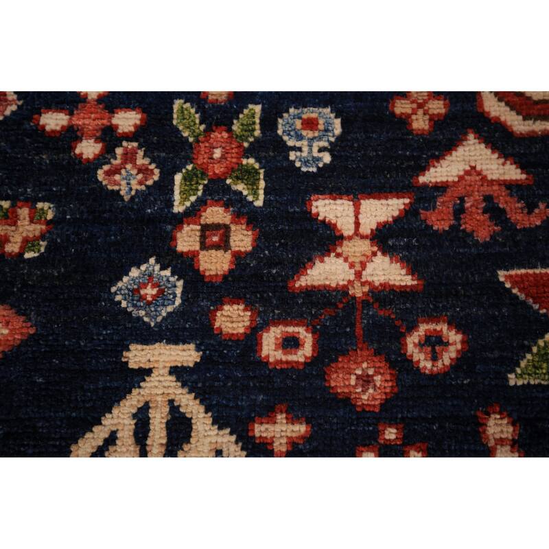 Tribal Geometric Yalameh Vegetable Dye Rug Hand-Knotted Wool Carpet - 9'0" x 11'6"