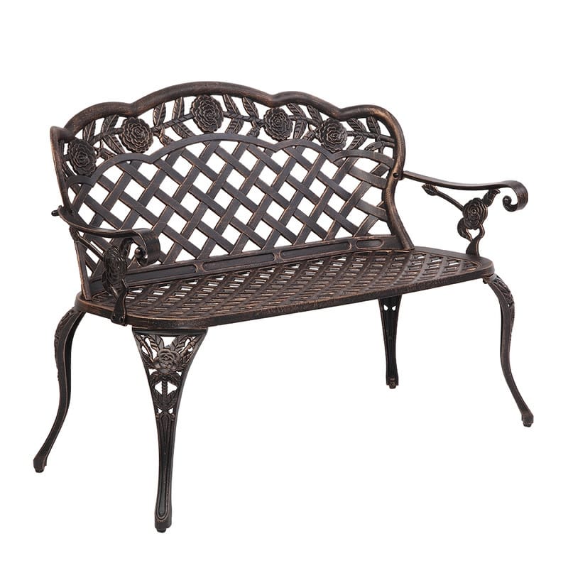 42.5 in. Cast Aluminum Park Bench Courtyard Backyard Decorative Bench