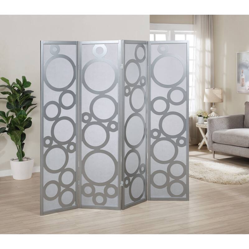 Arvada 4-Panel Wood Room Divider with Circle Pattern